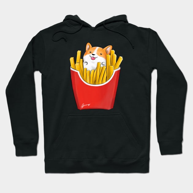 French Corgi Fries Hoodie by Akiraj